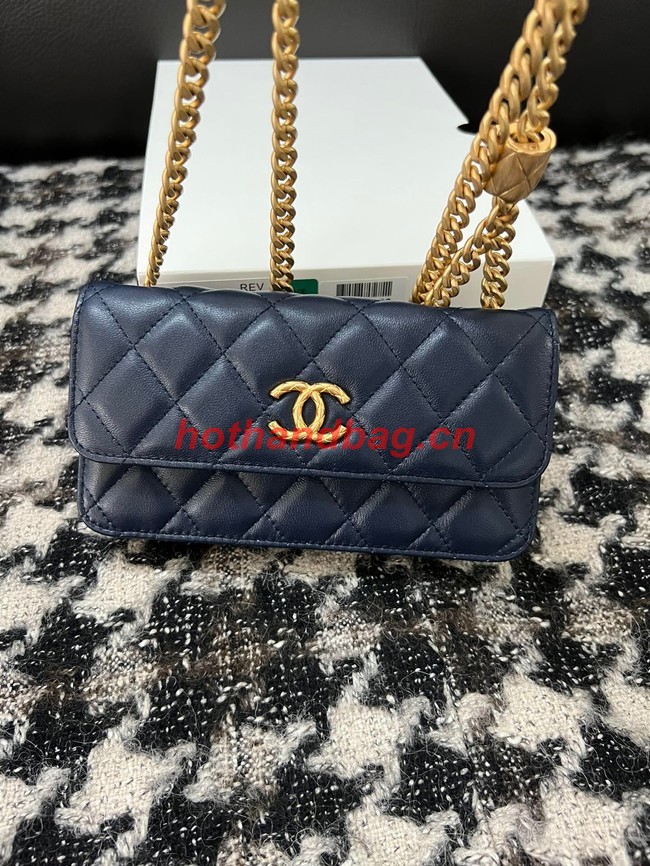 Chanel WALLET ON CHAIN Lambskin & Gold-Tone Metal 68107 dark blue