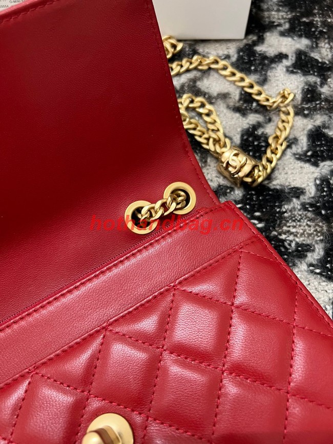 Chanel WALLET ON CHAIN Lambskin & Gold-Tone Metal AP3043 red
