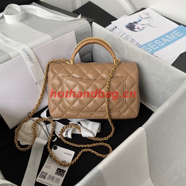 Chanel MINI FLAP BAG WITH TOP HANDLE AS2431 apricot