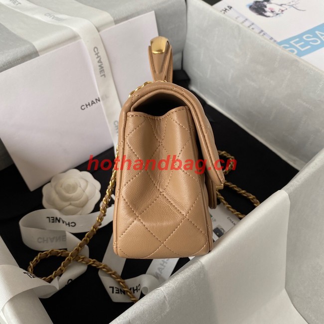 Chanel MINI FLAP BAG WITH TOP HANDLE AS2431 apricot