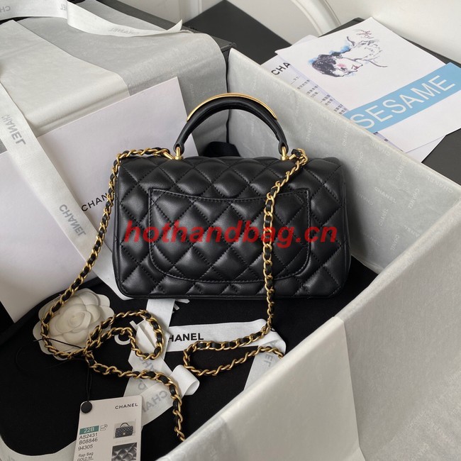 Chanel MINI FLAP BAG WITH TOP HANDLE AS2431 black