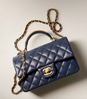 Chanel MINI FLAP BAG WITH TOP HANDLE AS2431 dark blue