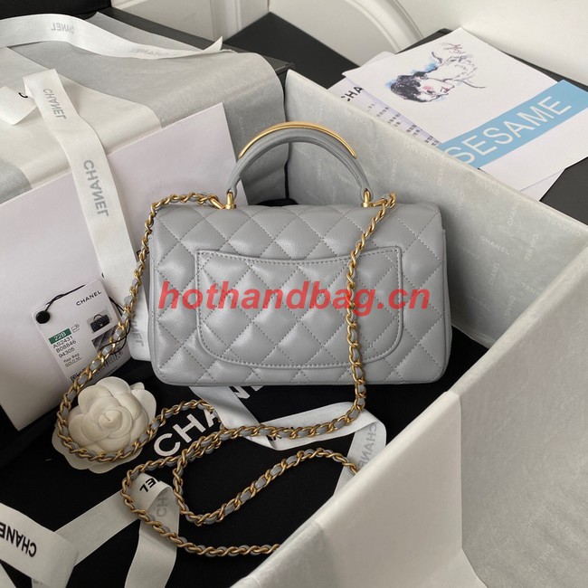 Chanel MINI FLAP BAG WITH TOP HANDLE AS2431 gray