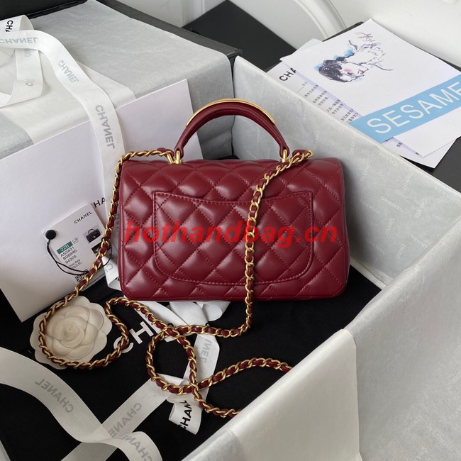 Chanel MINI FLAP BAG WITH TOP HANDLE AS2431 red