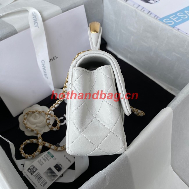 Chanel MINI FLAP BAG WITH TOP HANDLE AS2431 white