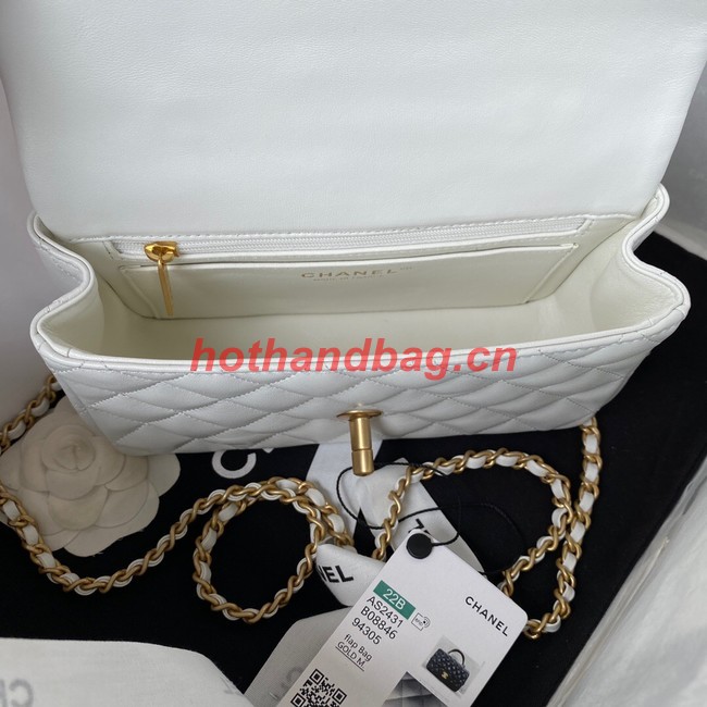 Chanel MINI FLAP BAG WITH TOP HANDLE AS2431 white