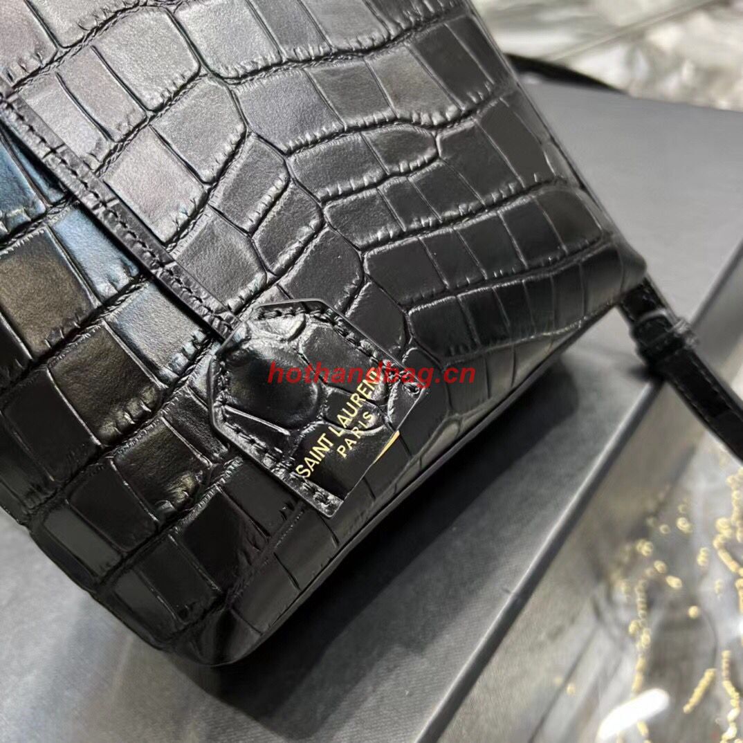 SAINT LAUREN shoulder bag IN CROCODILE-EMBOSSED LEATHER Y722366 black