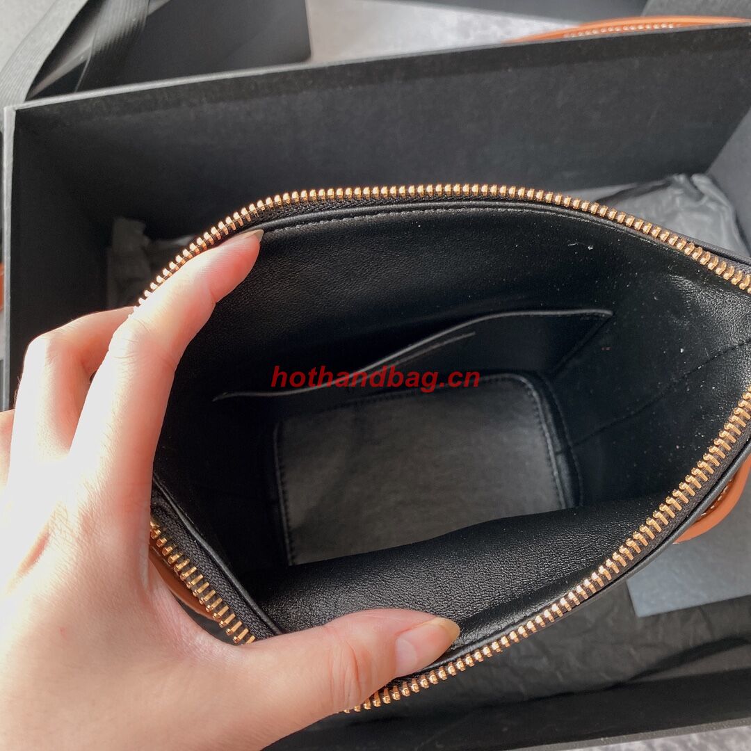 SAINT LAURENT KAIA SMALL SATCHEL IN SHINY LEATHER Y821002 black&brown
