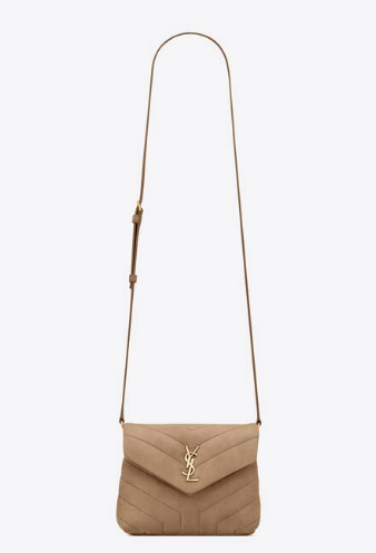SAINT LAURENT LOULOU SMALL CHAIN BAG IN QUILTED Y SUEDE 4946991 TAUPE