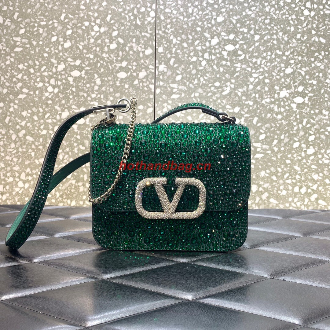 VALENTINO GARAVANI VSLING Shiny diamond Mini shoulder bag XW20808 green