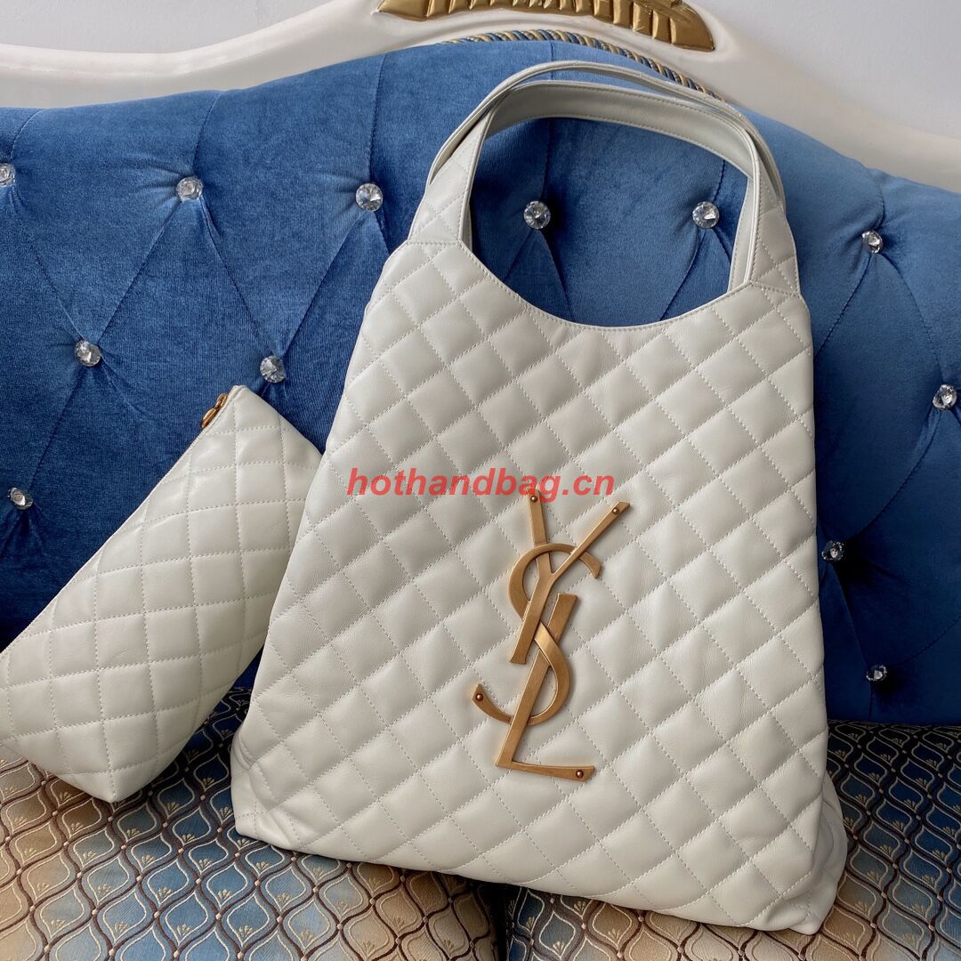 Yves Saint Laurent ICARE MAXI SHOPPING BAG IN QUILTED LAMBSKIN 698652 white