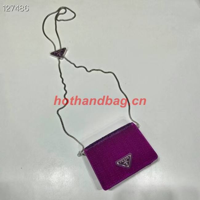 Prada Crystal-studded card holder with shoulder strap 1MR024 Purplish