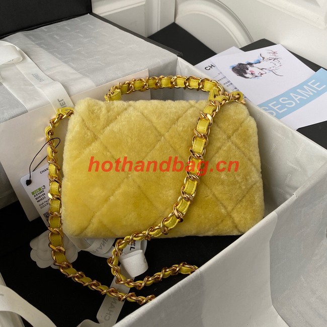 CHANEL SMALL FLAP BAG & Gold-Tone Metal AS3499 yellow