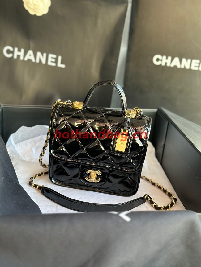Chanel MINI FLAP BAG WITH TOP HANDLE AS3652 black