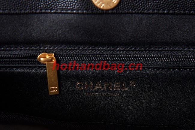 CHANEL Grained Calfskin & Gold-Tone Metal SHOPPING BAG AS3583 black