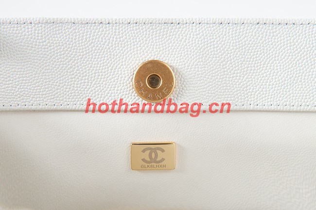 CHANEL Grained Calfskin & Gold-Tone Metal SHOPPING BAG AS3583 white