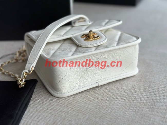 Chanel MINI FLAP BAG WITH TOP HANDLE AS3652 white
