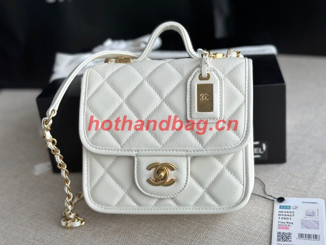 Chanel MINI FLAP BAG WITH TOP HANDLE AS3652 white