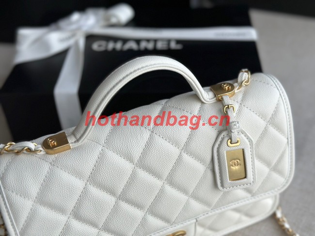 Chanel SMALL FLAP BAG WITH TOP HANDLE AS3653 white