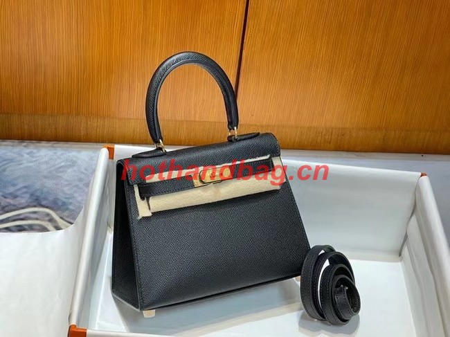 Hermes Kelly 20cm Shoulder Bags Epsom KL2750 black&gold