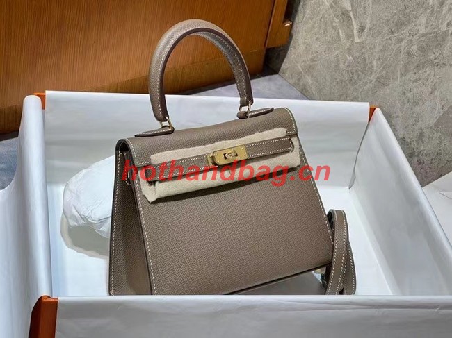 Hermes Kelly 20cm Shoulder Bags Epsom KL2750 gray&gold