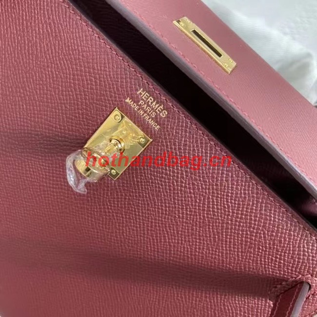 Hermes Kelly 25cm Shoulder Bags Epsom KL2755 Burgundy&gold-Tone Metal