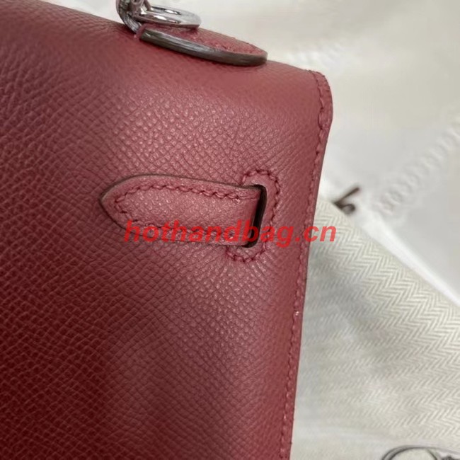 Hermes Kelly 25cm Shoulder Bags Epsom KL2755 Burgundy&silver-Tone Metal