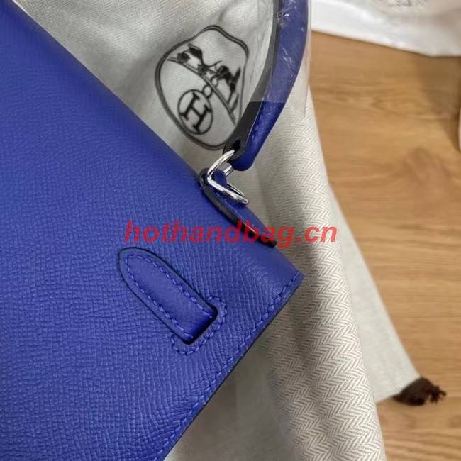 Hermes Kelly 25cm Shoulder Bags Epsom KL2755 Electrooptic blue&silver-Tone Metal
