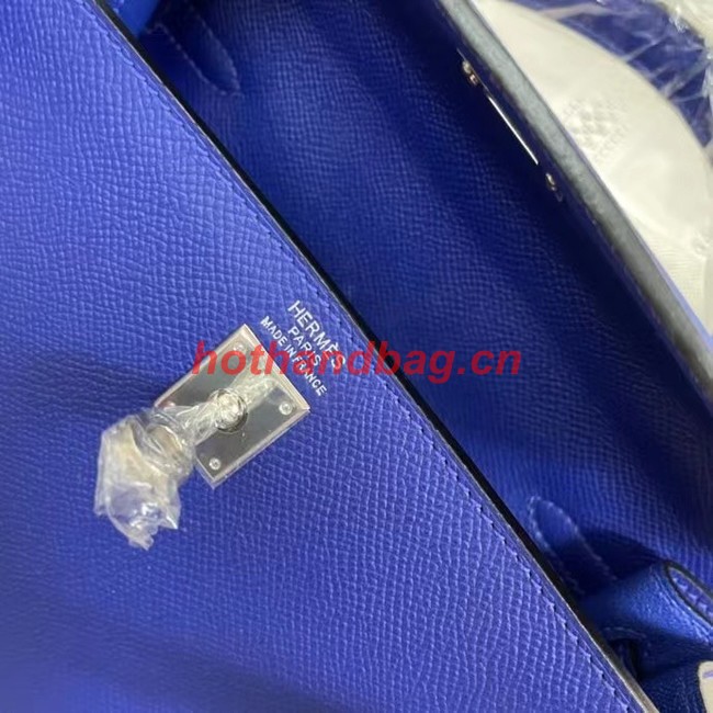 Hermes Kelly 25cm Shoulder Bags Epsom KL2755 Electrooptic blue&silver-Tone Metal