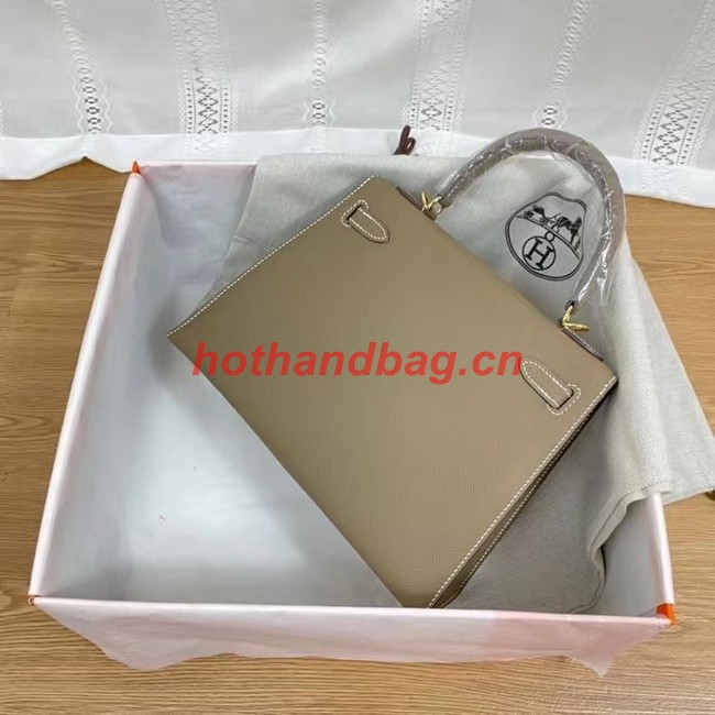 Hermes Kelly 25cm Shoulder Bags Epsom KL2755 Elephant Grey&gold-Tone Metal