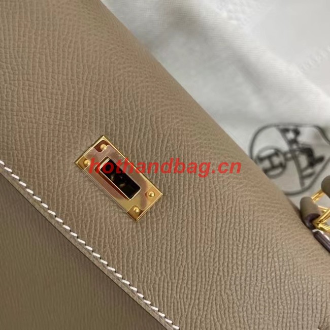 Hermes Kelly 25cm Shoulder Bags Epsom KL2755 Elephant Grey&gold-Tone Metal