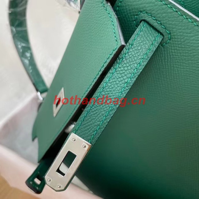 Hermes Kelly 25cm Shoulder Bags Epsom KL2755 Lake green&silver-Tone Metal