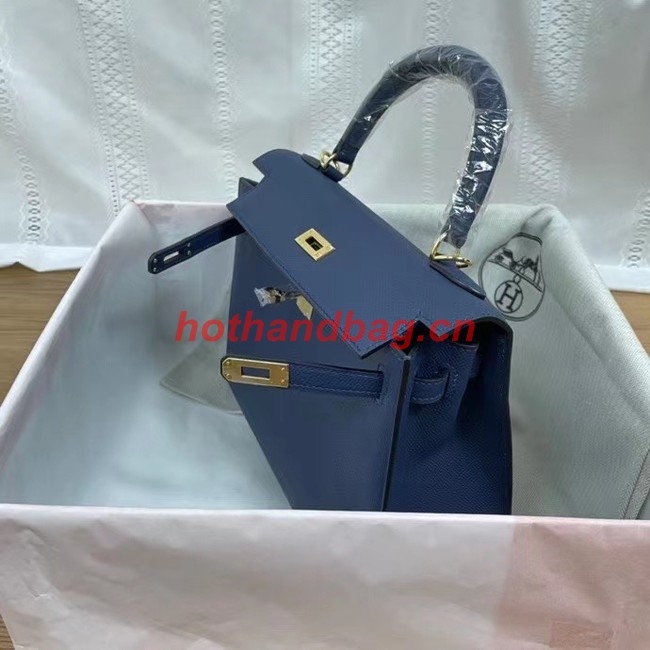 Hermes Kelly 25cm Shoulder Bags Epsom KL2755 Royal blue&gold-Tone Metal