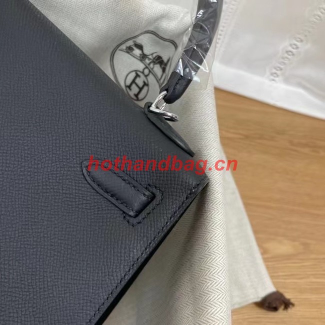 Hermes Kelly 25cm Shoulder Bags Epsom KL2755 black&silver-Tone Metal