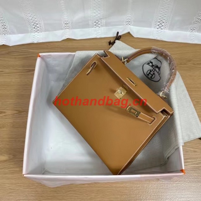 Hermes Kelly 25cm Shoulder Bags Epsom KL2755 brown&gold-Tone Metal
