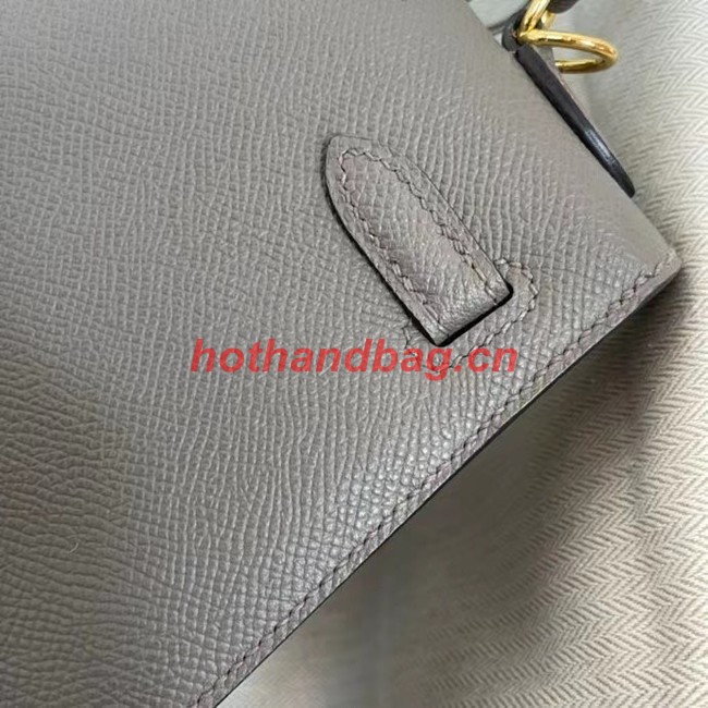 Hermes Kelly 25cm Shoulder Bags Epsom KL2755 dark grey&gold-Tone Metal