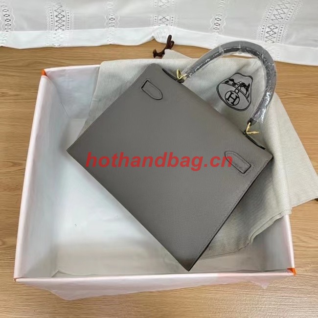 Hermes Kelly 25cm Shoulder Bags Epsom KL2755 dark grey&gold-Tone Metal