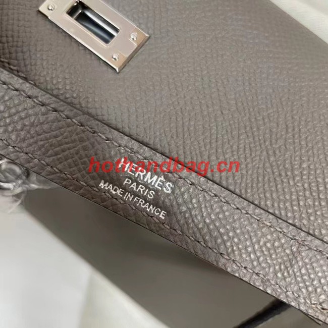 Hermes Kelly 25cm Shoulder Bags Epsom KL2755 dark grey&silver-Tone Metal