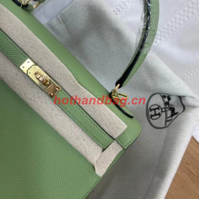 Hermes Kelly 25cm Shoulder Bags Epsom KL2755 green&gold-Tone Metal