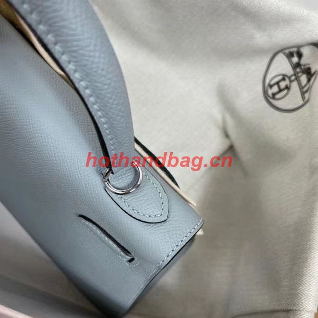 Hermes Kelly 25cm Shoulder Bags Epsom KL2755 light blue&silver-Tone Metal