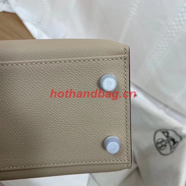 Hermes Kelly 25cm Shoulder Bags Epsom KL2755 light gray&silver-Tone Metal