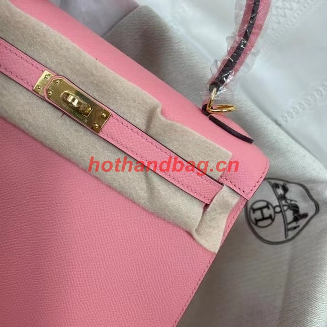 Hermes Kelly 25cm Shoulder Bags Epsom KL2755 pink&gold-Tone Metal