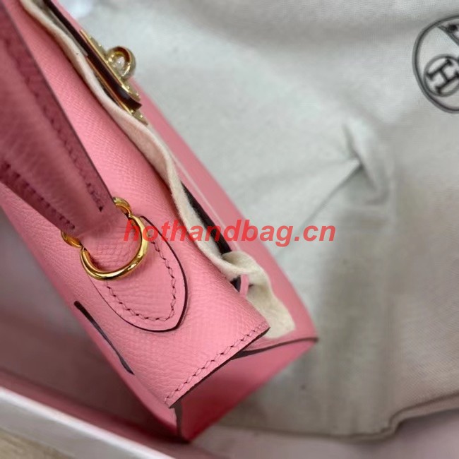 Hermes Kelly 25cm Shoulder Bags Epsom KL2755 pink&gold-Tone Metal