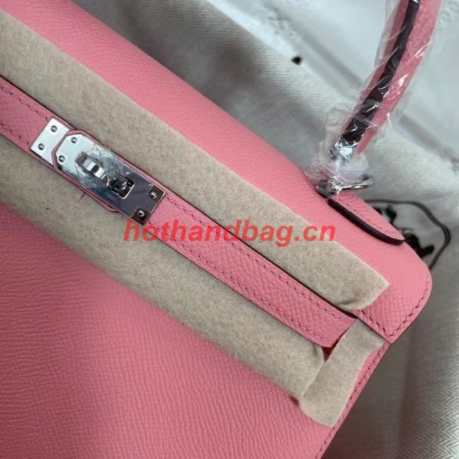 Hermes Kelly 25cm Shoulder Bags Epsom KL2755 pink&silver-Tone Metal