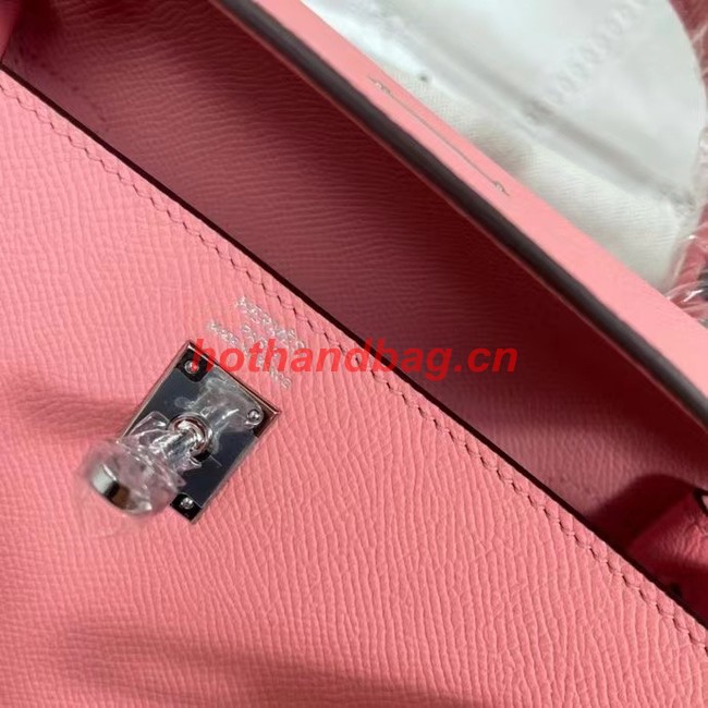 Hermes Kelly 25cm Shoulder Bags Epsom KL2755 pink&silver-Tone Metal