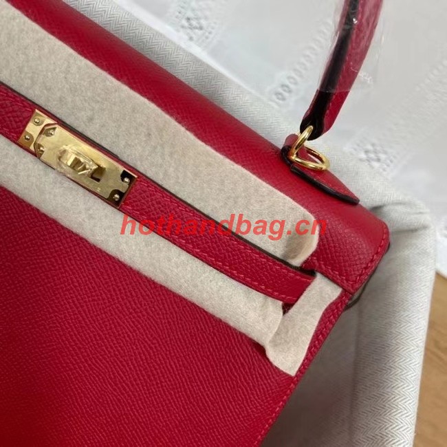 Hermes Kelly 25cm Shoulder Bags Epsom KL2755 red&gold-Tone Metal