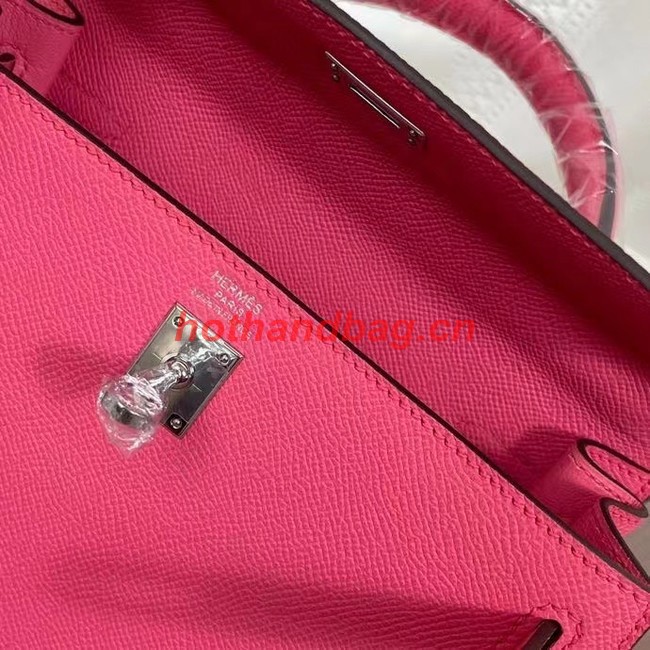 Hermes Kelly 25cm Shoulder Bags Epsom KL2755 rose&silver-Tone Metal