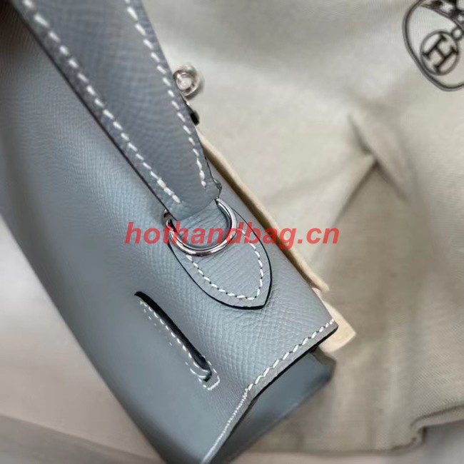 Hermes Kelly 25cm Shoulder Bags Epsom KL2755 sky blue&silver-Tone Metal