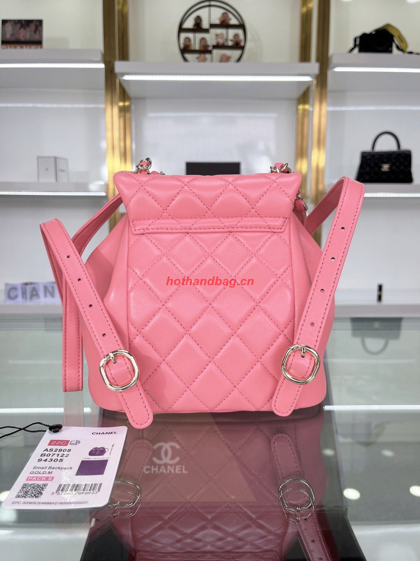 Chanel Backpack Sheepskin Original Leather AS2908 Pink