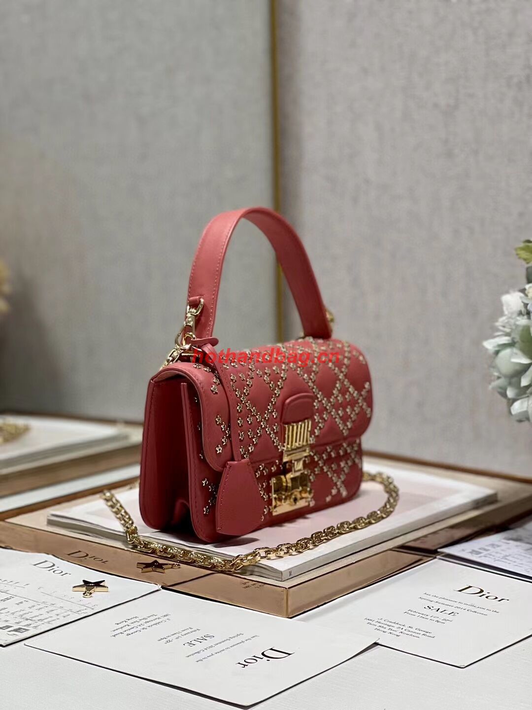 DIOR BAG Lucky Star Cannage Lambskin C2628 red